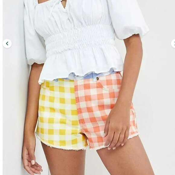 Farm Rio Gingham Denim Shorts